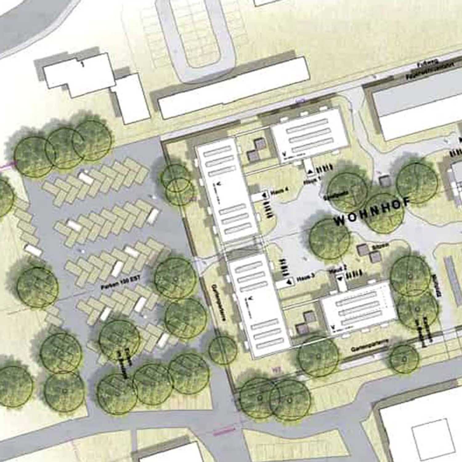 Entwurfsplanung Lageplan des Quartiers Samsonschule