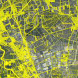 Eine aktuelle Luftbildplankarte (DOP20) mit der vektorisierten Topographischen Karte 1:25.000 von 1924 überlagert.